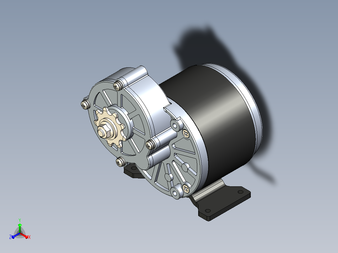 DC 24V直流减速电机MY1016Z 3D模型三维图纸主视图