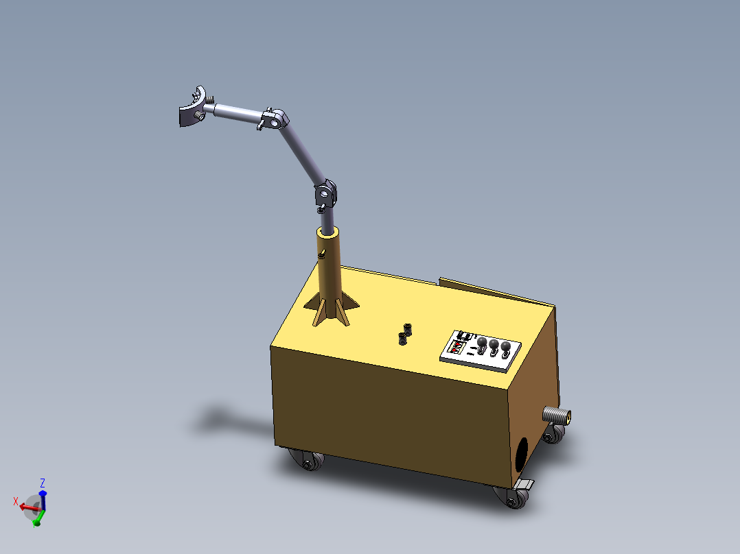 喷淋机器人3d图纸 AGV行走喷洒小车 关节可调节喷淋机器人3d模型