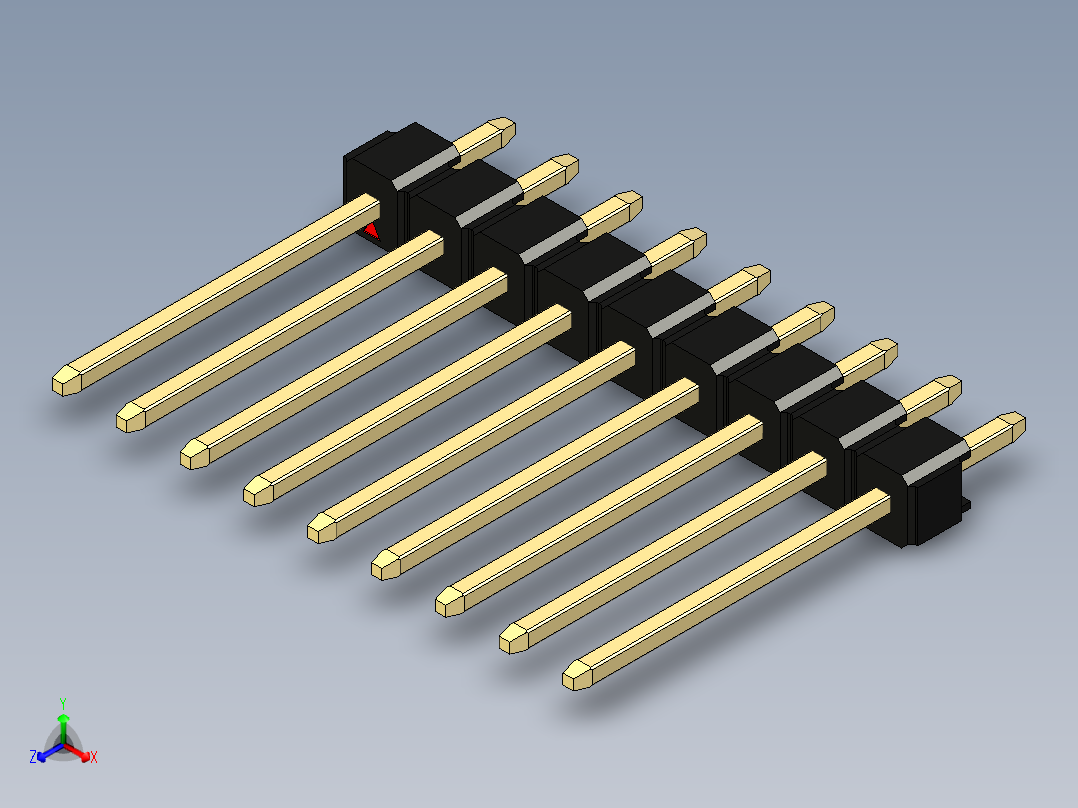 彩色公头100mil（2.54mm）系列-DS1021_black_1x09p_100mil_Type5_rev1.0主视图