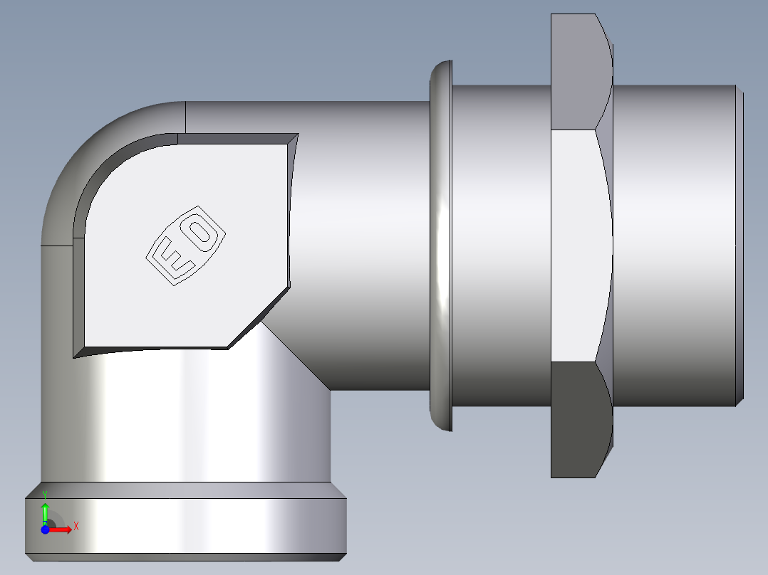 卡套式工业通用硬管接头EO_Bulkhead_elbow_WSV42LOMD71前视图