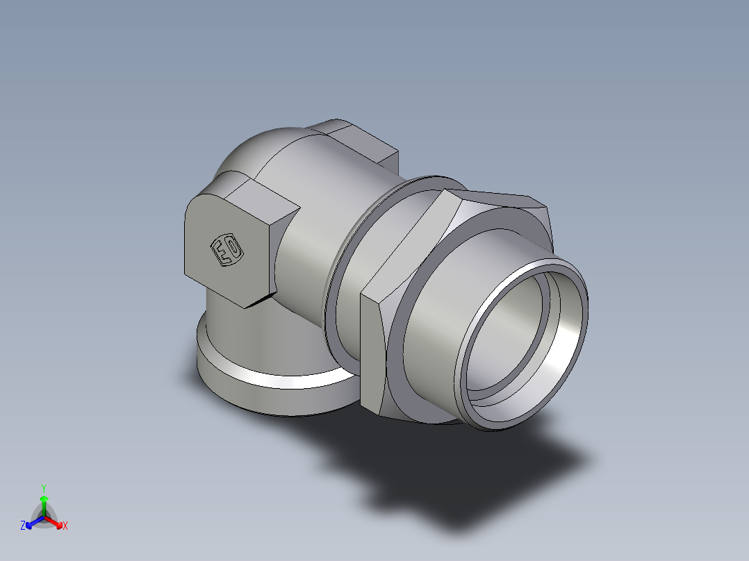 卡套式工业通用硬管接头EO_Bulkhead_elbow_WSV42LOMD71正等轴测图