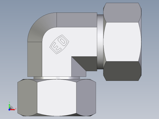 卡套式工业通用硬管接头EO_Swivel_nut_elbow_EW18L71前视缩略图