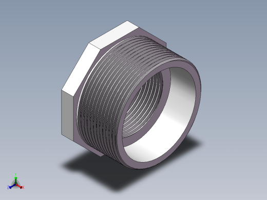 转接头-内外丝异径 DN50-DN32正等轴测缩略图