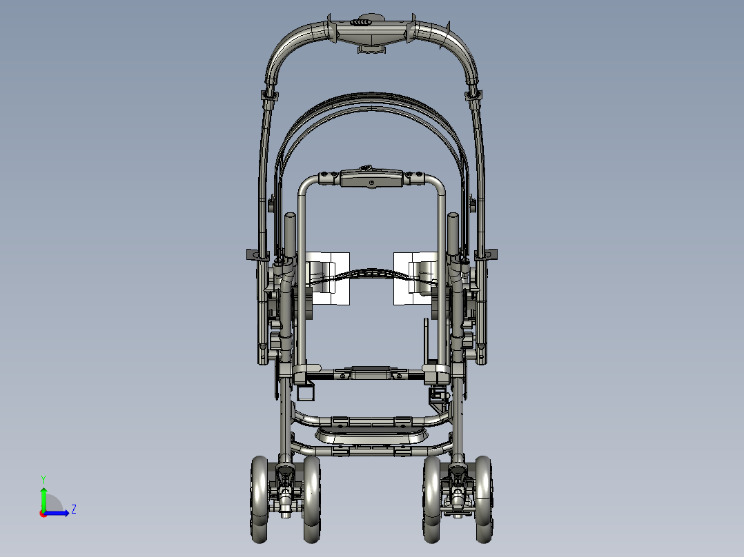 Branded Baby strollers婴儿推车结构3D图纸 STP格式左视图