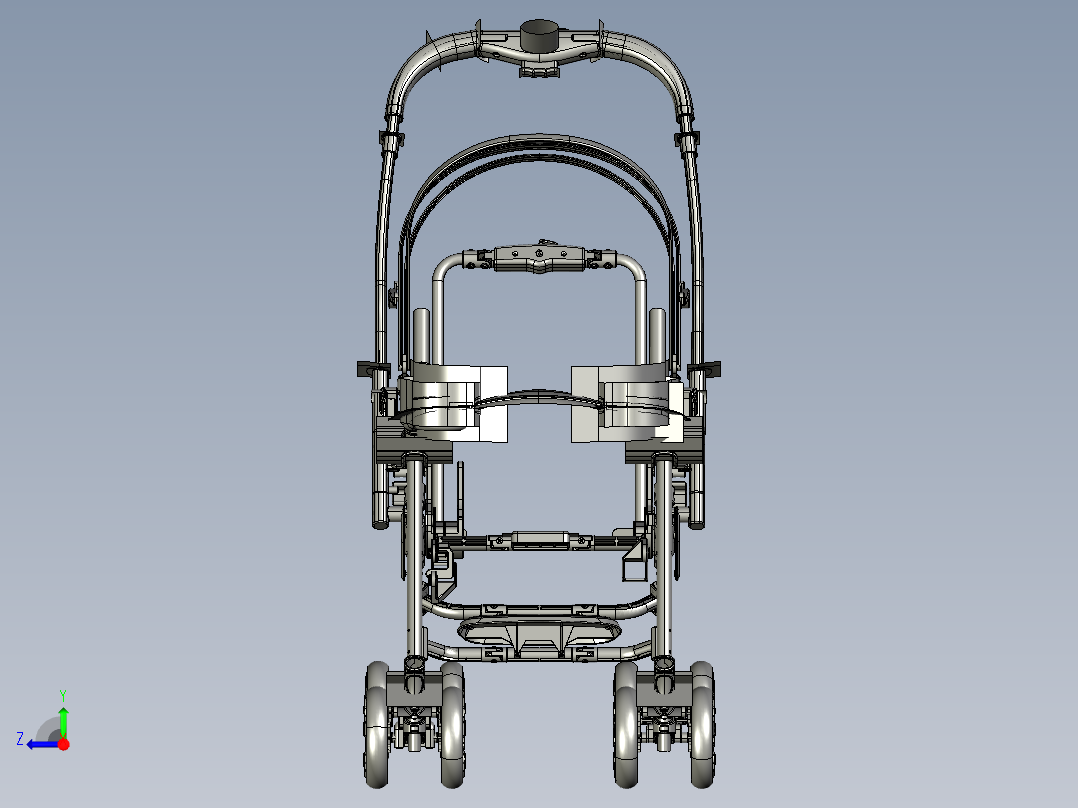 Branded Baby strollers婴儿推车结构3D图纸 STP格式右视图