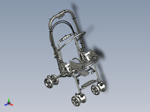 Branded Baby strollers婴儿推车结构3D图纸 STP格式正等轴测缩略图
