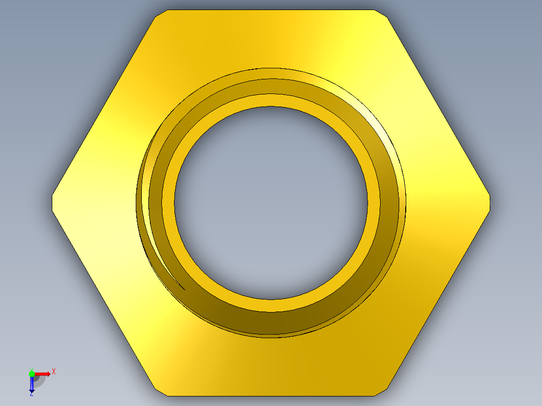 螺纹接头六角适配器G3_4”至G1_2”俯视图