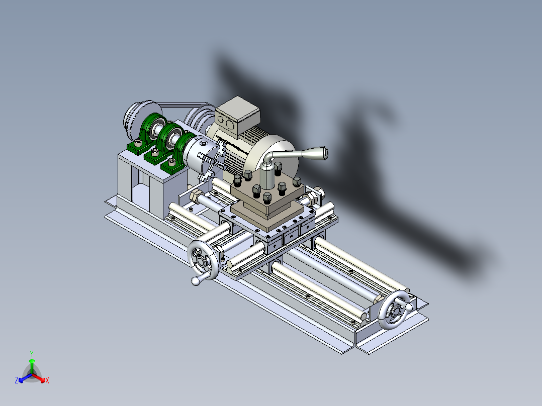 lathe车床核心结构3D图纸 Solidworks设计 附STEP IGS
