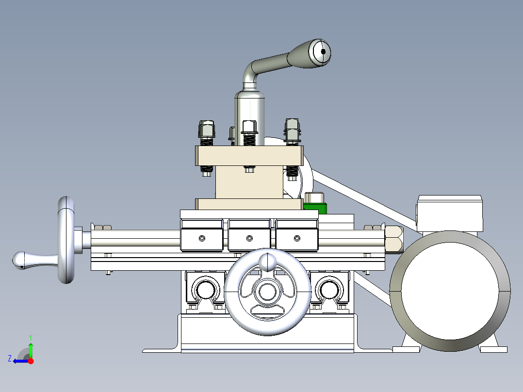 lathe车床核心结构3D图纸 Solidworks设计 附STEP IGS右视图