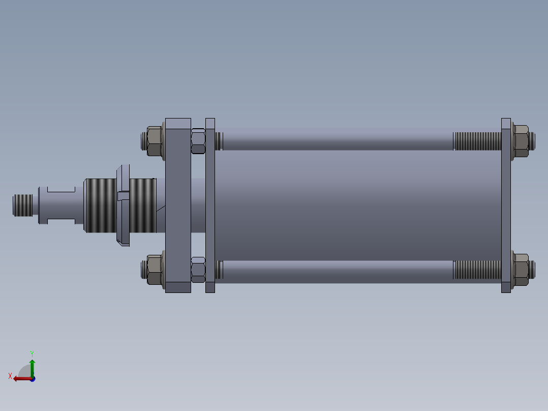 横拉杆气缸（单作用）80x20x88 mm (1)后视图