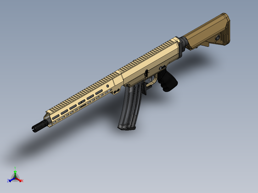 手枪左轮冲锋枪老式狙击步枪设计3D图纸f-4-semiautomatic-rifle SW STP正等轴测图