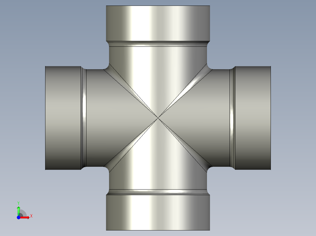螺纹管四通-等径内丝 DN8前视图