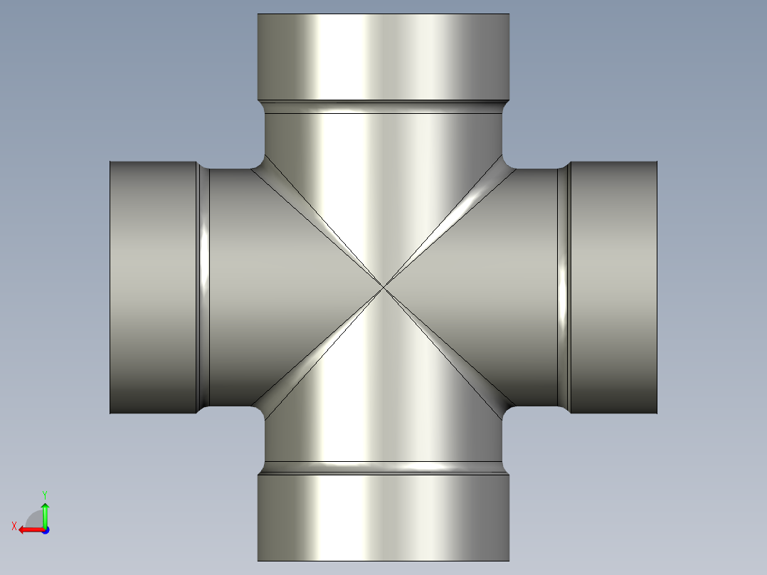 螺纹管四通-等径内丝 DN8后视图