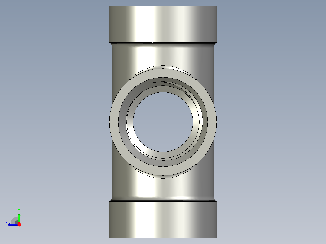 螺纹管四通-等径内丝 DN8右视图