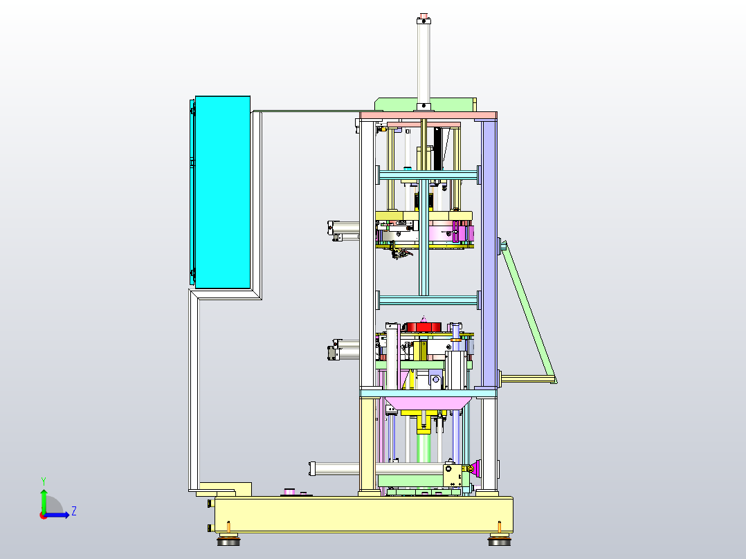 一款非标电机转子矫正机三维模型左视图