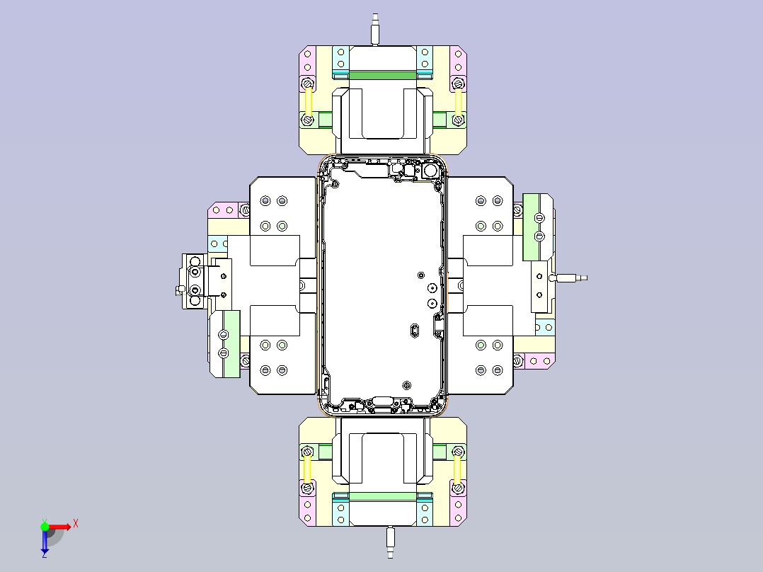 iPhone手机中心定位夹具3D俯视图