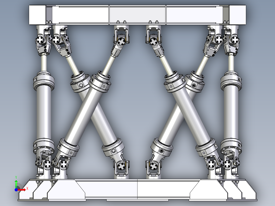 并联机器人octahedral-hexapod-mechanism-parallel-robot INV STP IGS STL前视图