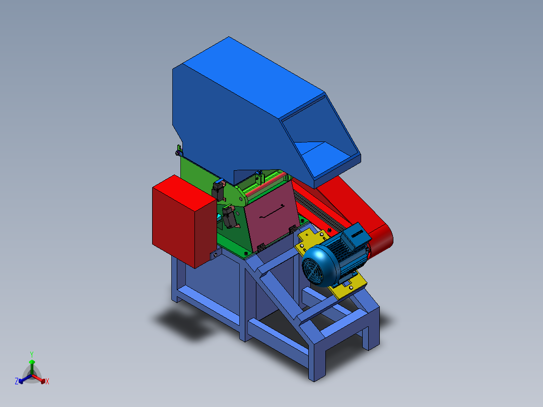 塑料粉碎机回收机设备正等轴测图