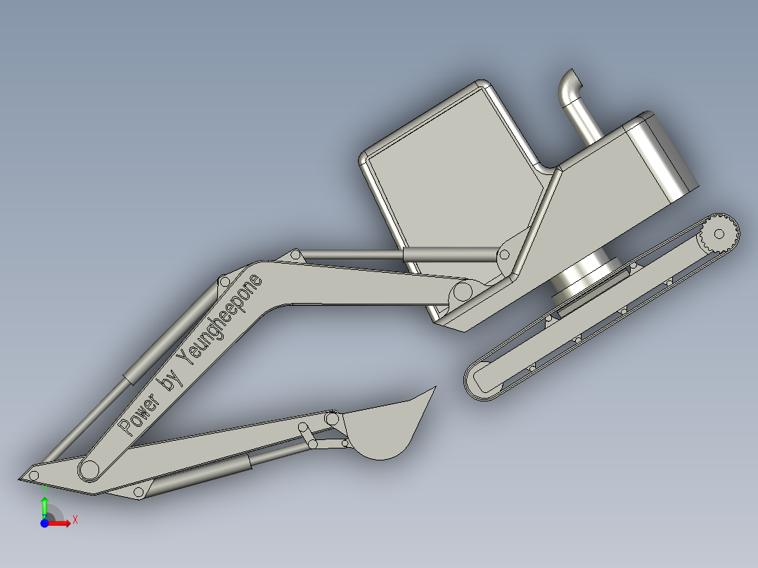 小型履带式挖掘机3D模型前视图