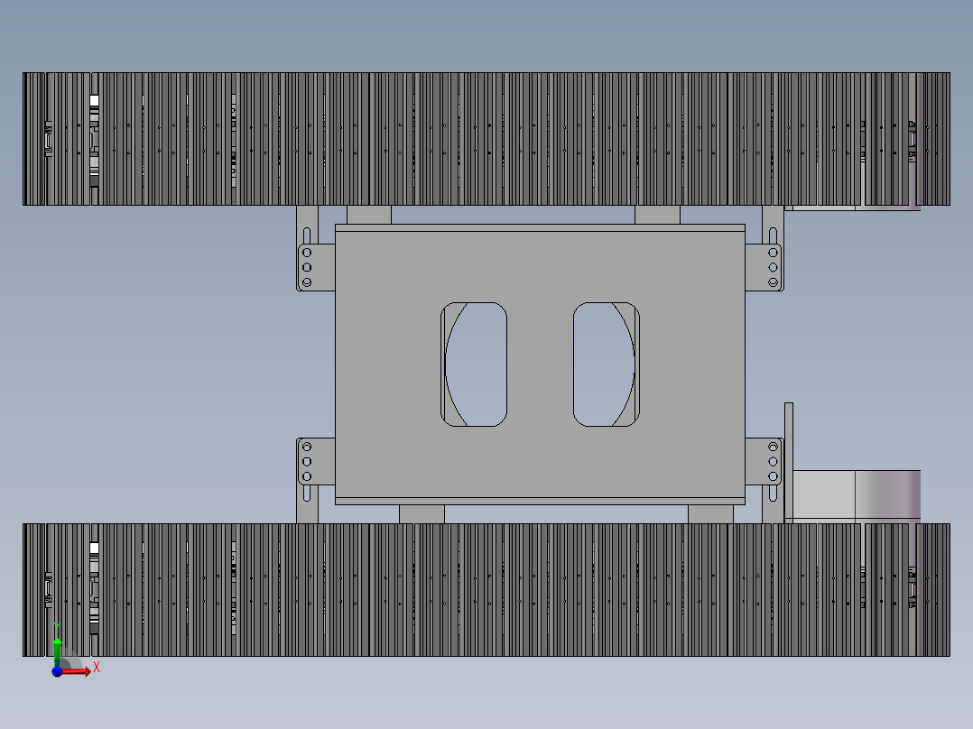 三款履带挖钻机伸缩履带行走装置3d图纸+说明 履带底盘小车3d模型前视图