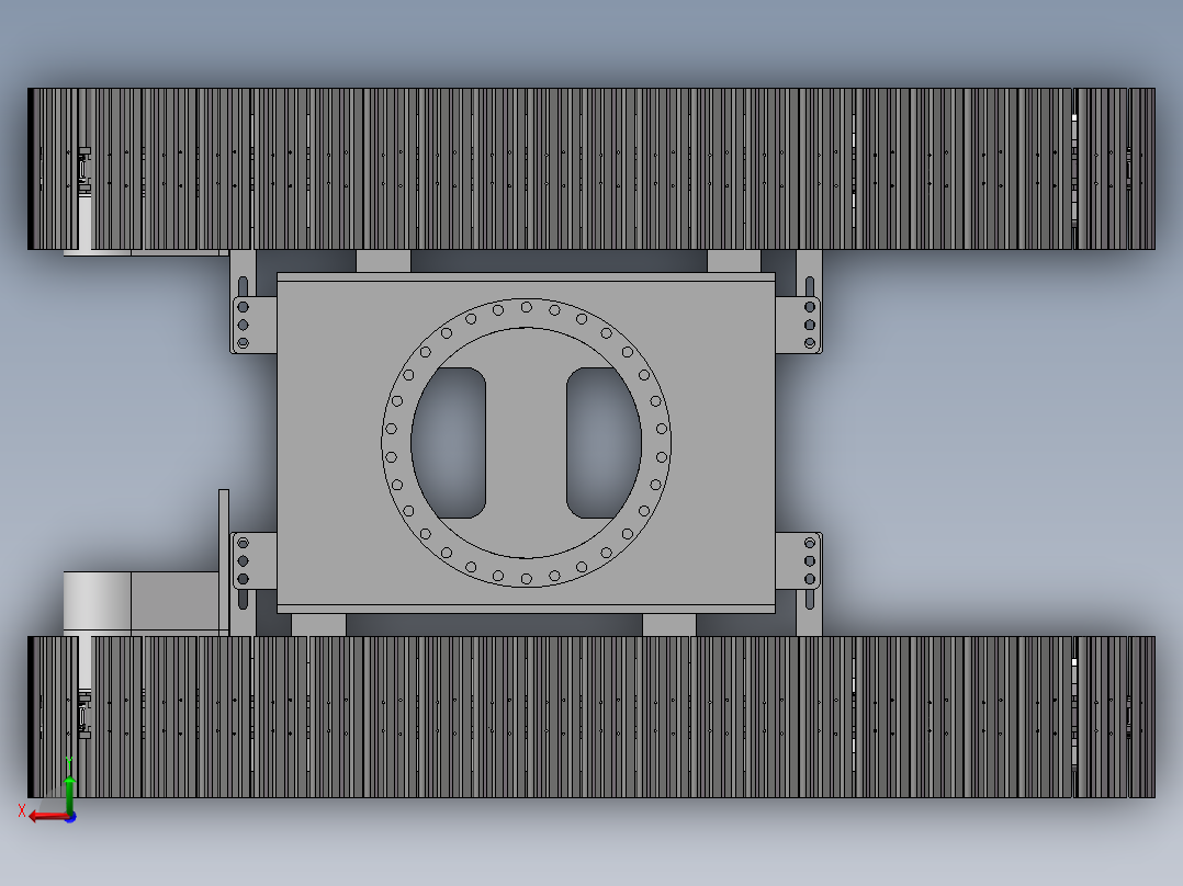 三款履带挖钻机伸缩履带行走装置3d图纸+说明 履带底盘小车3d模型后视图