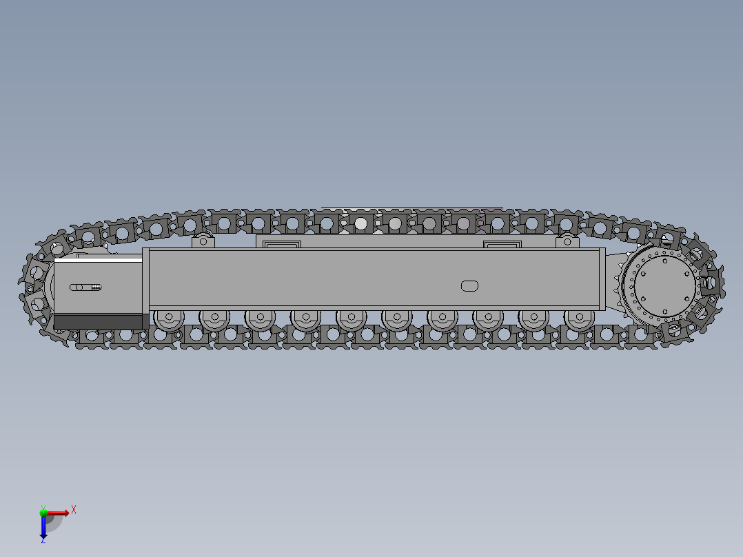 三款履带挖钻机伸缩履带行走装置3d图纸+说明 履带底盘小车3d模型俯视图