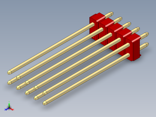 彩色公头100mil（2.54mm）系列-DS1021_red_2x05p_100mil_Type43_rev1.0正等轴测缩略图