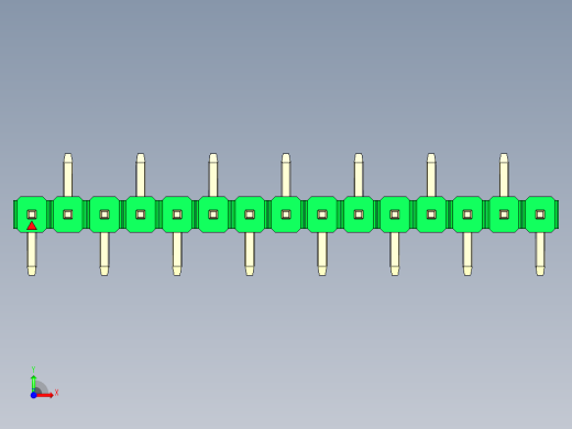 彩色公排针 100mil 2.54mm 系列-DS1022_green_15p_100mil_Type_SMT_R2_rev1.0前视缩略图