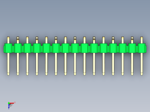 彩色公排针 100mil 2.54mm 系列-DS1022_green_15p_100mil_Type_SMT_R2_rev1.0俯视缩略图