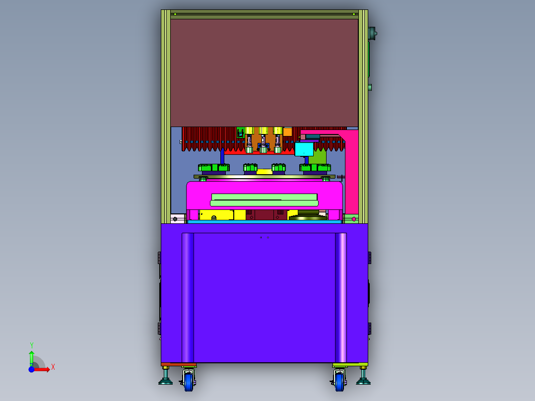 编程移动三轴外壳打磨机前视图