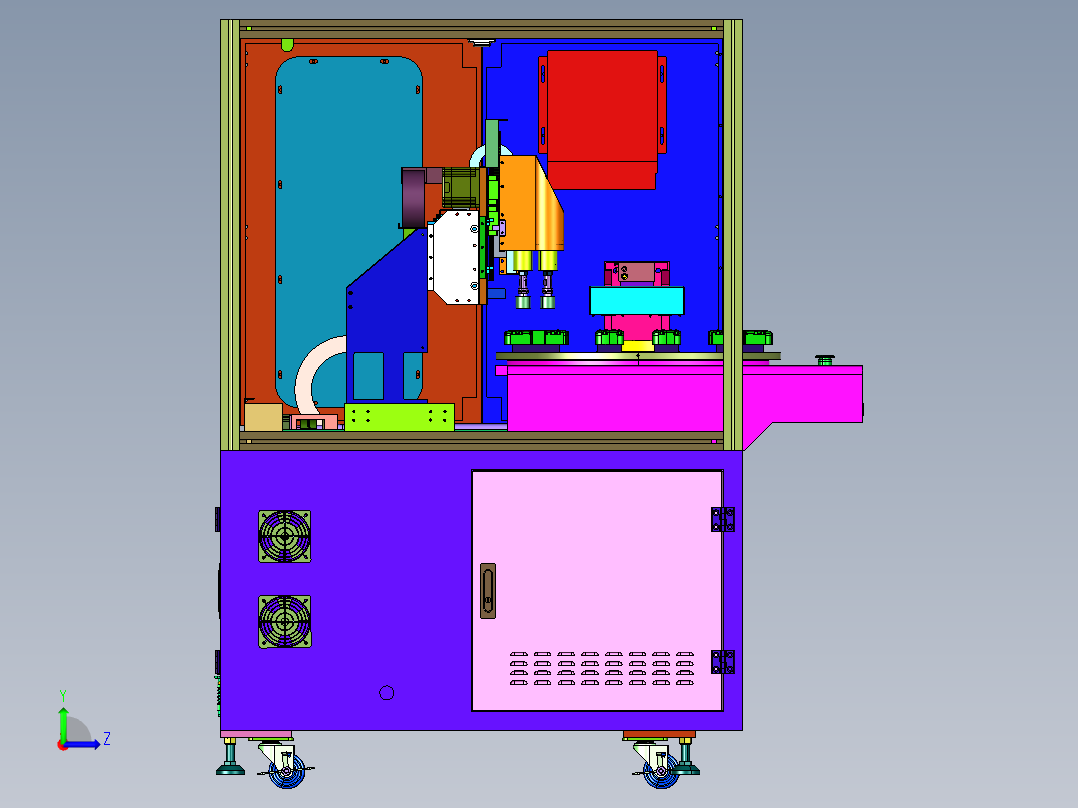 编程移动三轴外壳打磨机左视图
