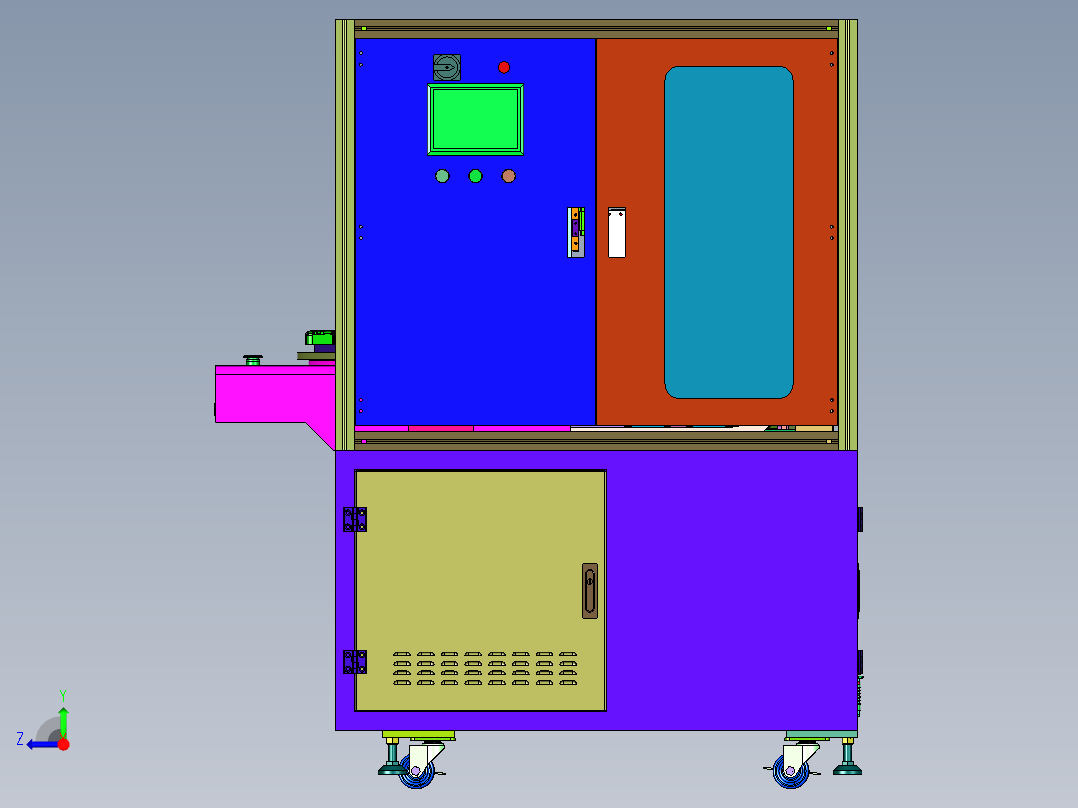 编程移动三轴外壳打磨机右视图