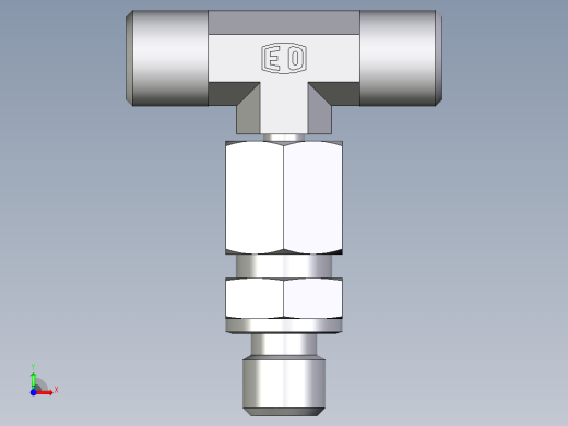 卡套式工业通用硬管接头EO_Assembled_adjustable_standpipe_branch_tee_EVT06SMOMD71前视缩略图