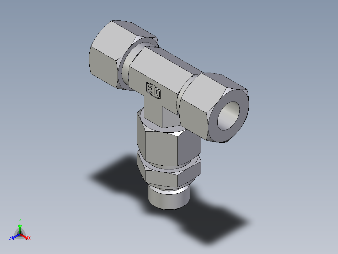 卡套式工业通用硬管接头EO_Assembled_adjustable_standpipe_branch_tee_EVT12LM71主视图