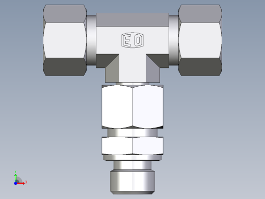 卡套式工业通用硬管接头EO_Assembled_adjustable_standpipe_branch_tee_EVT12LM71前视缩略图