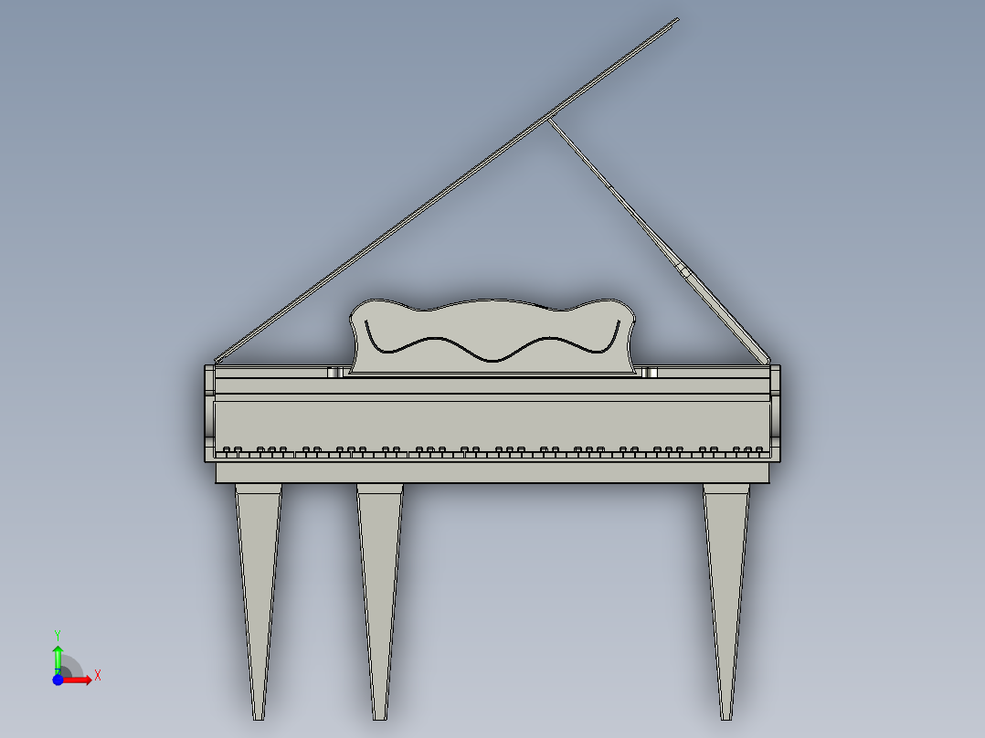 三角钢琴彩色键盘前视图