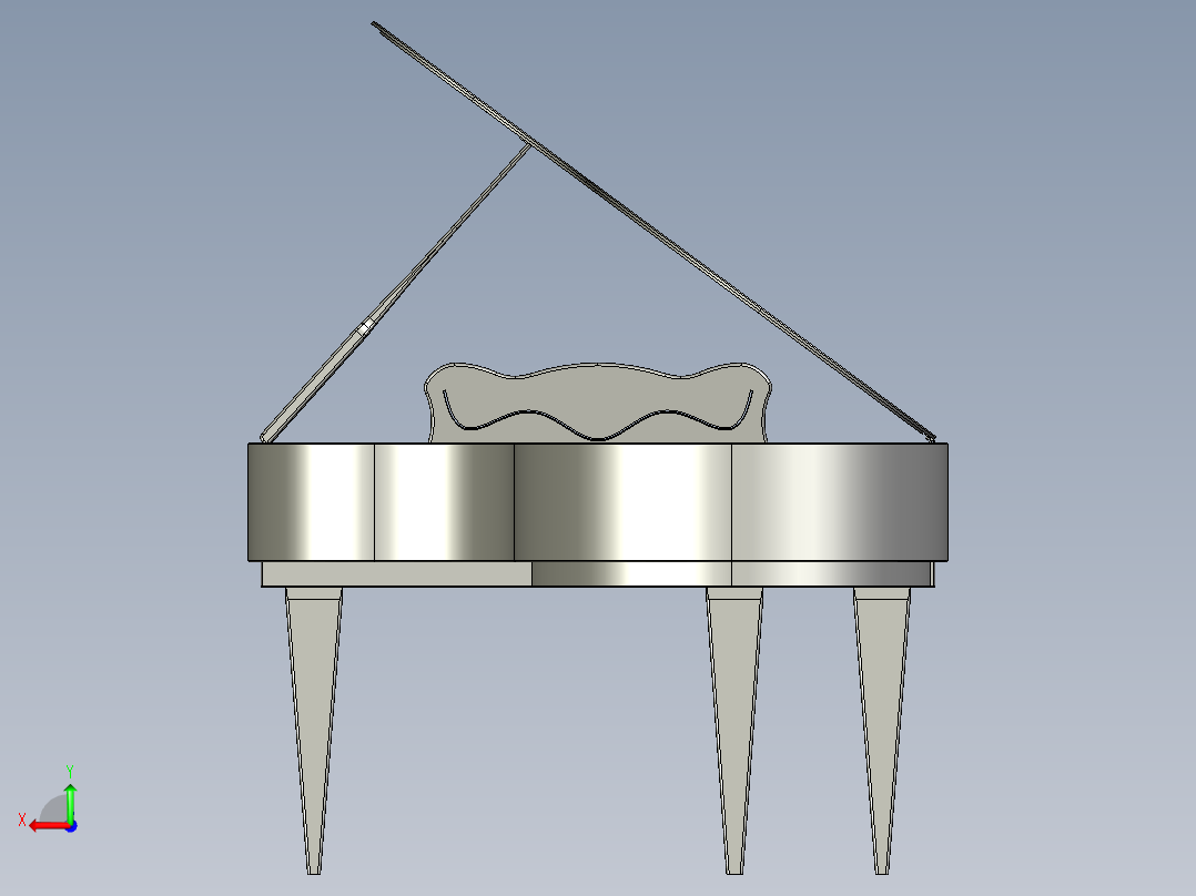 三角钢琴彩色键盘后视图