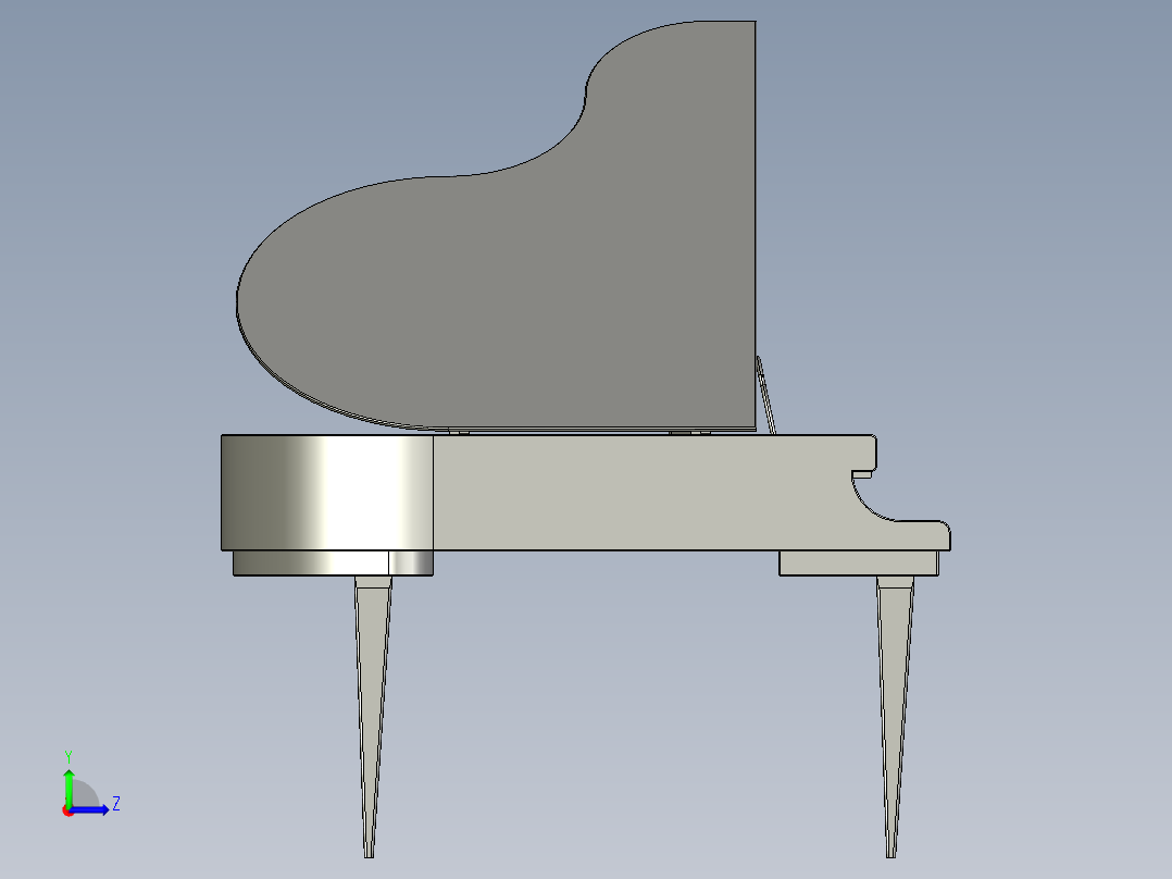 三角钢琴彩色键盘左视图