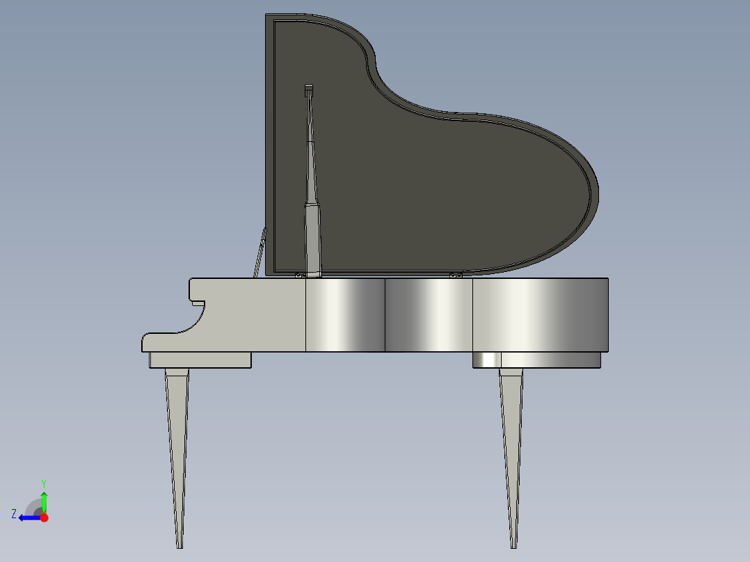 三角钢琴彩色键盘右视图