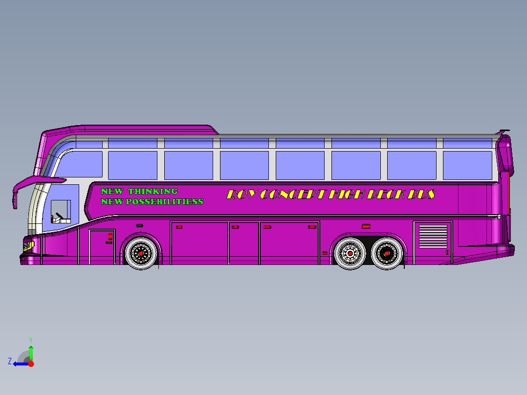 客车、公交车、未来巴士右视图
