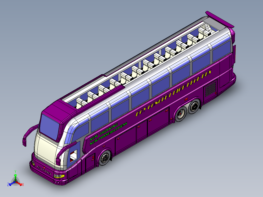 客车、公交车、未来巴士正等轴测图
