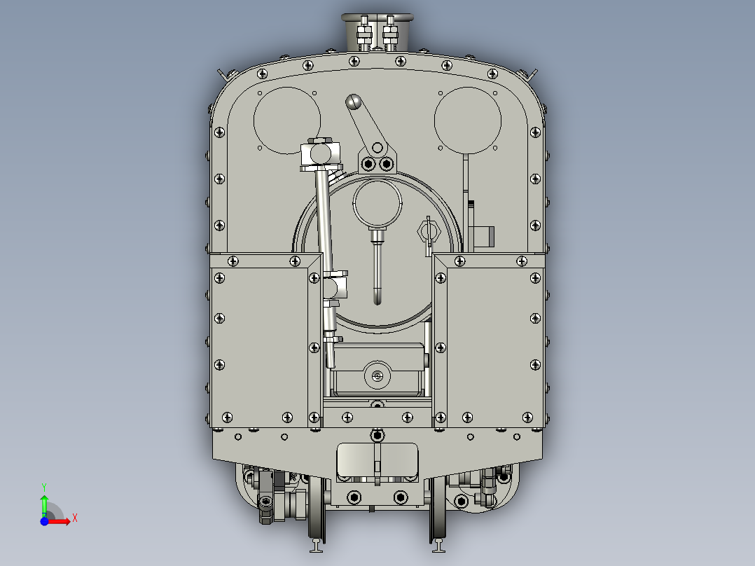 火车机车列车decauville-locomotive835-模型格式为 stp sw前视图