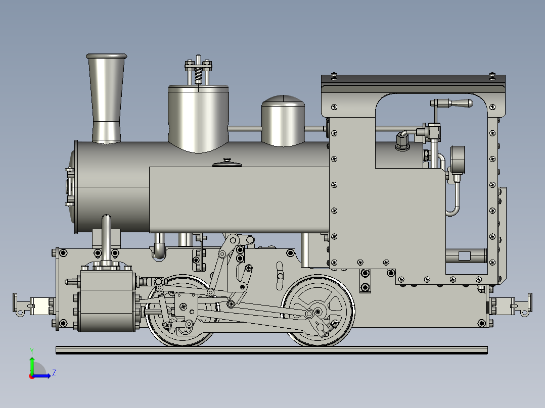 火车机车列车decauville-locomotive835-模型格式为 stp sw左视图