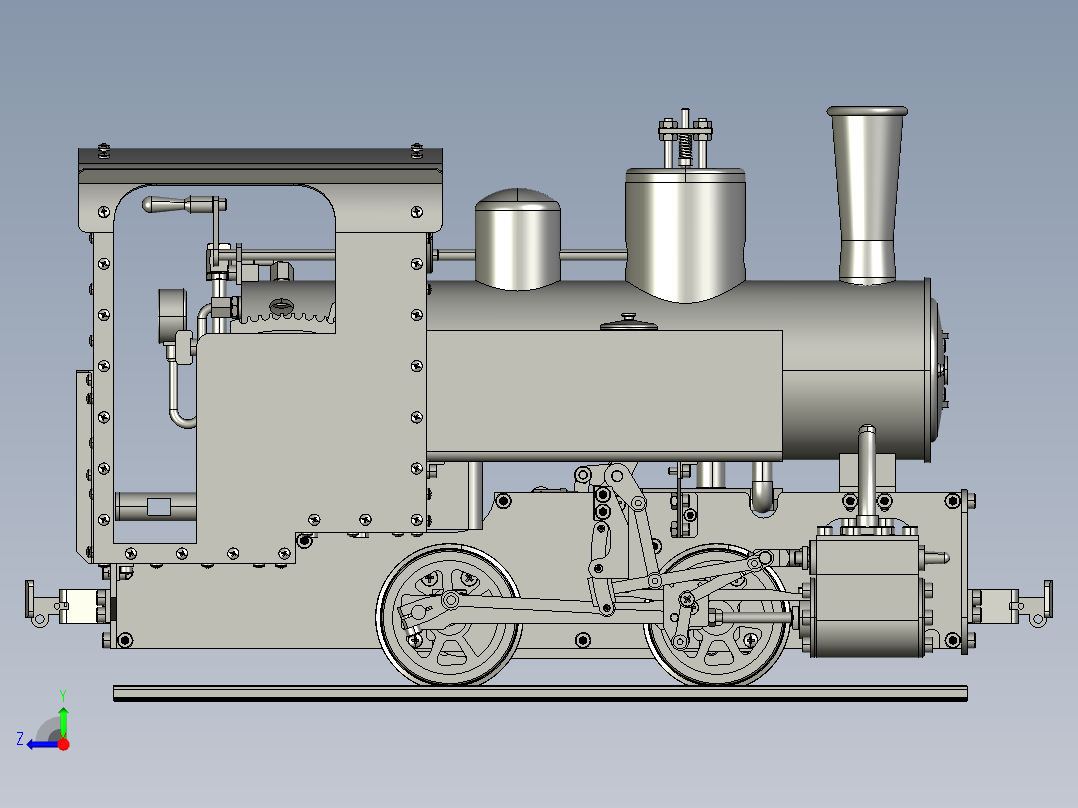火车机车列车decauville-locomotive835-模型格式为 stp sw右视图