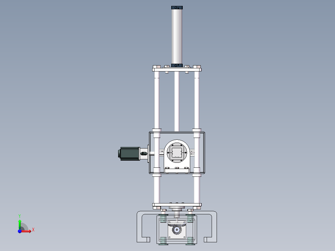 三自由度气动机械手设计及仿真【含三维solidworks模型+CAD图纸+说明书】前视图