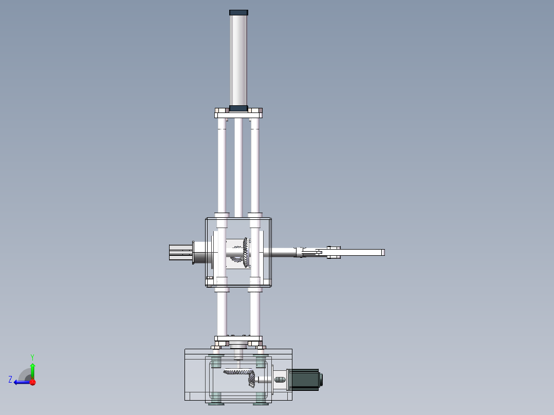 三自由度气动机械手设计及仿真【含三维solidworks模型+CAD图纸+说明书】右视图