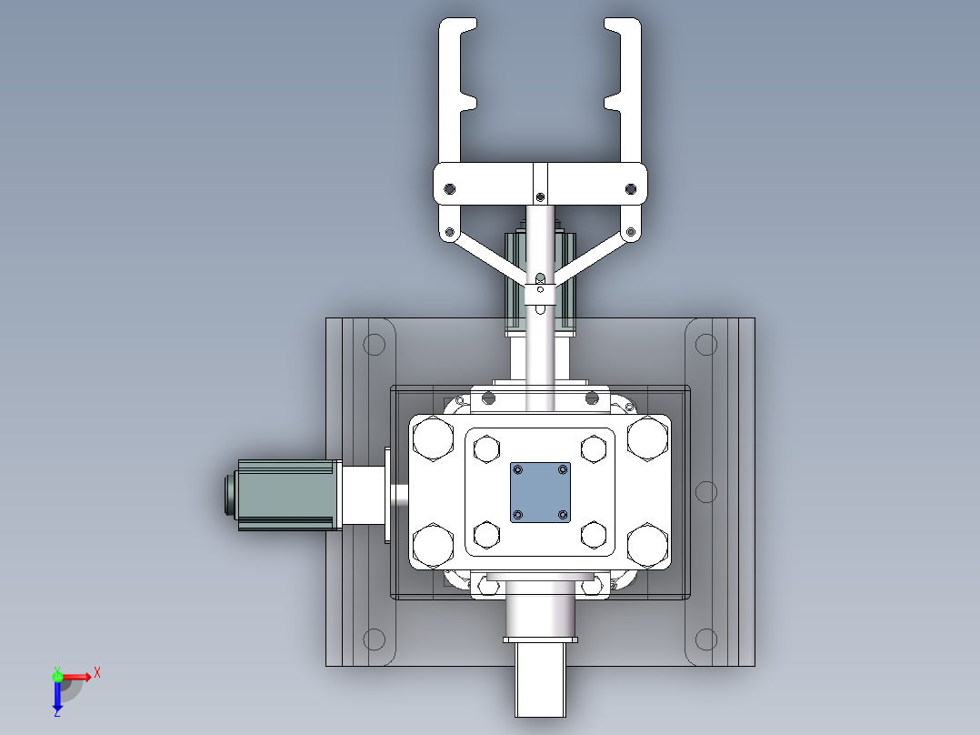 三自由度气动机械手设计及仿真【含三维solidworks模型+CAD图纸+说明书】俯视图