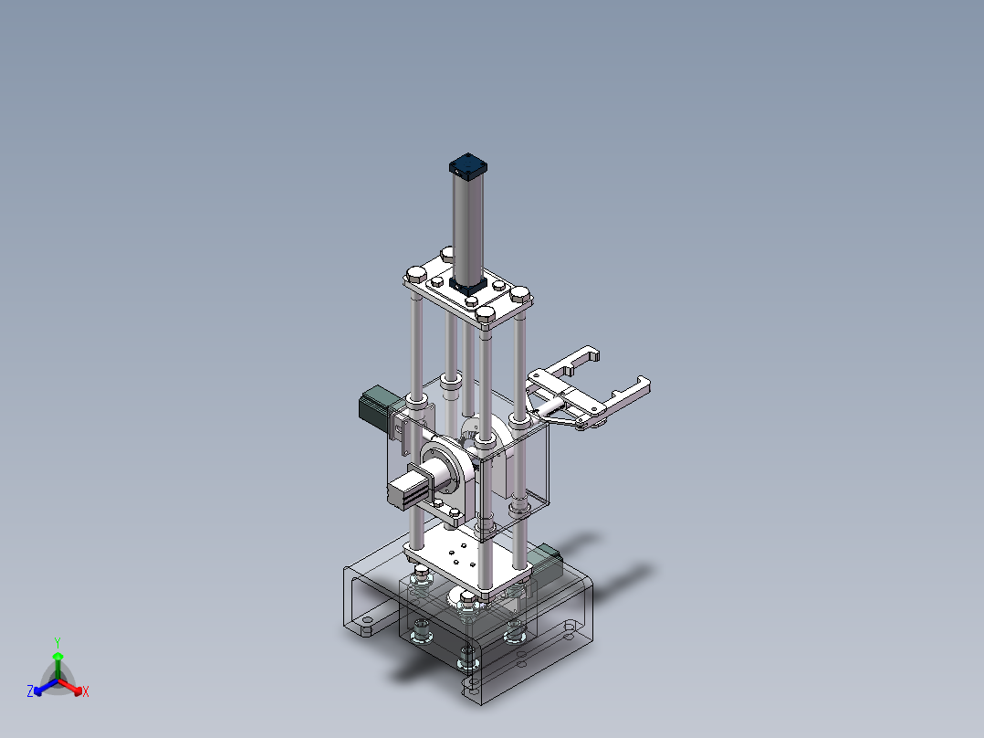 三自由度气动机械手设计及仿真【含三维solidworks模型+CAD图纸+说明书】正等轴测图