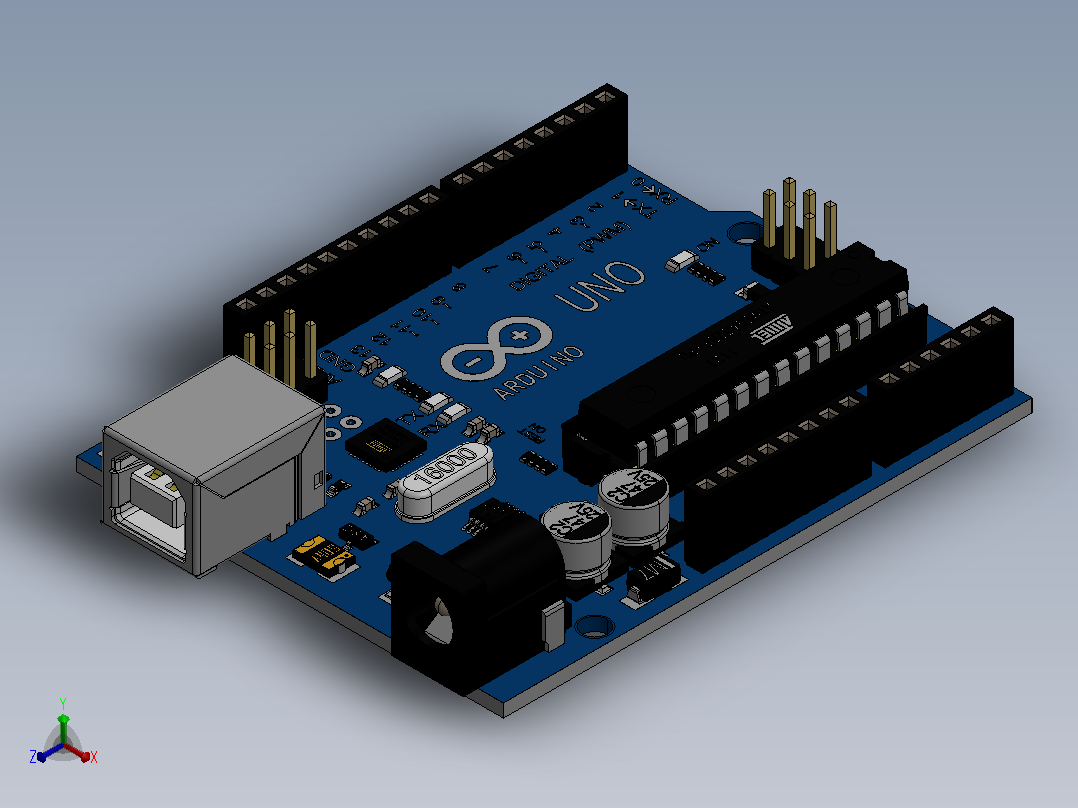 Arduino UNO电子开发板正等轴测图