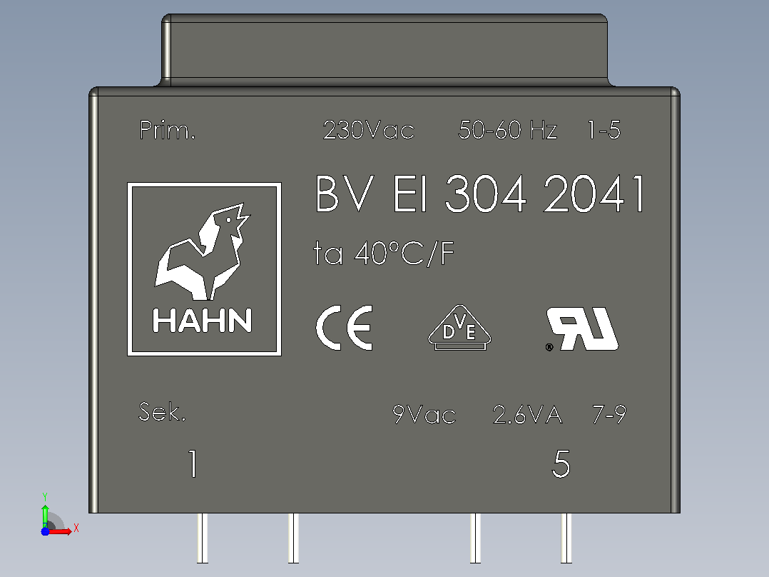 HAHNBVEI3042041封装变压器前视图